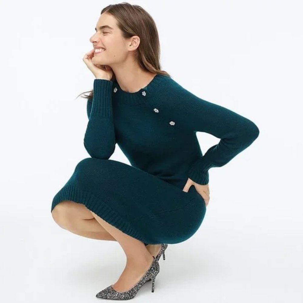 NWT J.Crew Jewel-shoulder Sweater-dress XS